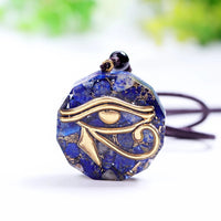 Pendentif Orgonite Oeil d'Horus en Pierres Naturelles - Lapis Lazuli - L'Arbre des Chakras