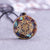 Pendentif Orgonite "Sri Yantra" en Turquoise & Oeil de Tigre -  - L'Arbre des Chakras