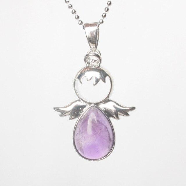 Pendentif Petit Ange et sa Pierre Naturelle - Améthyste - L&#39;Arbre des Chakras