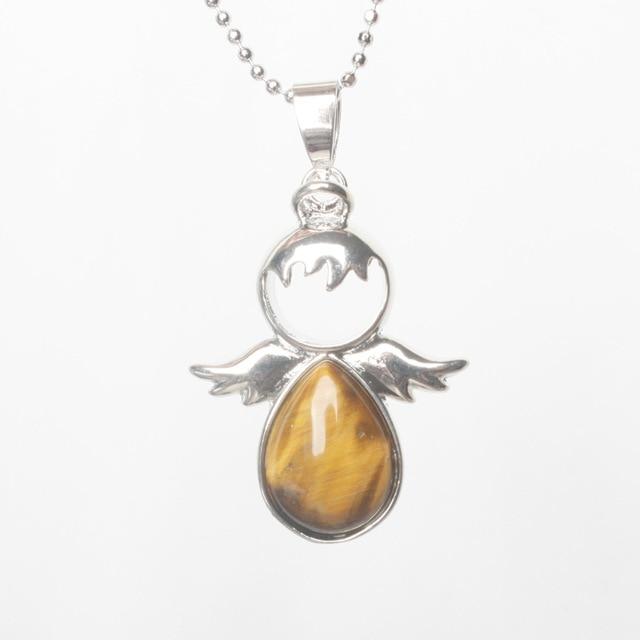 Pendentif Petit Ange et sa Pierre Naturelle - œil de Tigre - L&#39;Arbre des Chakras