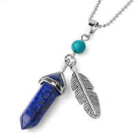 Pendentif Plume et sa Pierre Naturelle - Lapis Lazuli - L'Arbre des Chakras