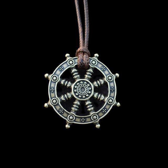 Pendentif &quot;Roue du Dharma&quot; - Bronze Antique - L&#39;Arbre des Chakras