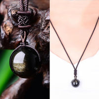 Pendentif "Sphère" en Obsidienne Dorée -  - L'Arbre des Chakras