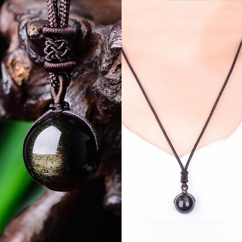 Pendentif &quot;Sphère&quot; en Obsidienne Dorée -  - L&#39;Arbre des Chakras