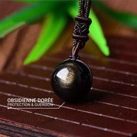 Pendentif "Sphère" en Obsidienne Dorée -  - L'Arbre des Chakras