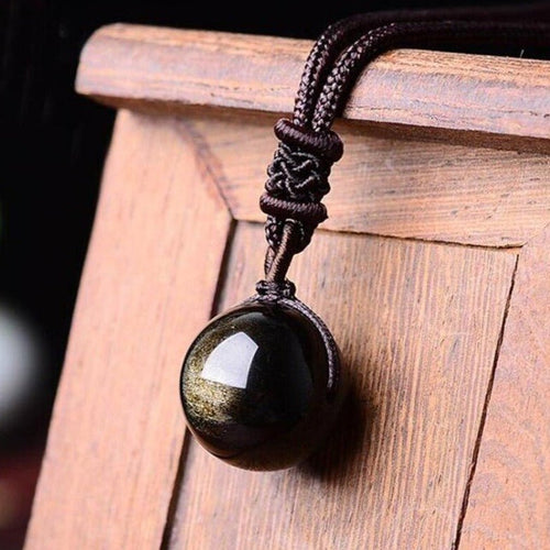 Pendentif "Sphère" en Obsidienne Dorée - 14mm - L'Arbre des Chakras