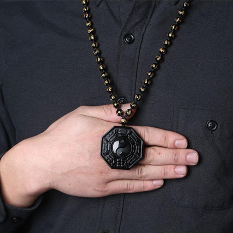 Pendentif "Yin Yang Tai Chi" en Obsidienne Noire -  - L'Arbre des Chakras