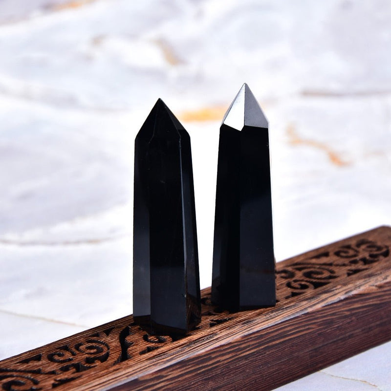 Pointe Protectrice en Obsidienne Noire -  - L'Arbre des Chakras