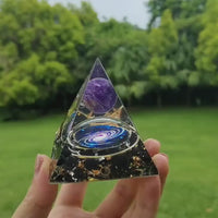 Orgonite "Galaxie" en Améthyste & Obsidienne Noire - - L'Arbre des Chakras