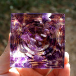 Orgonite "Lâcher-Prise" en Améthyste & Quartz Fumé - - L'Arbre des Chakras
