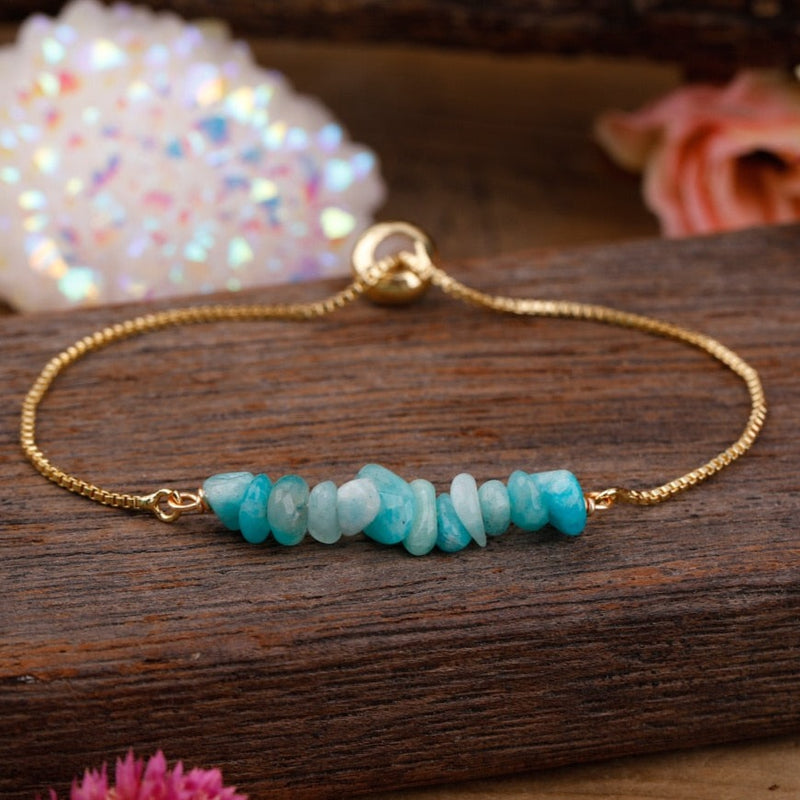 Bracelet Fin en Pierres Irrégulières Naturelles - Amazonite - L&#39;Arbre des Chakras