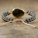 Bracelet "Oeil Céleste" en Labradorite & Hématite -  - L'Arbre des Chakras