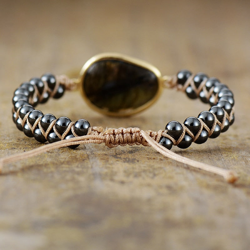 Bracelet "Oeil Céleste" en Labradorite & Hématite -  - L'Arbre des Chakras
