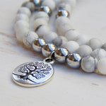 Bracelet Mala "Douceur Féminine" en Howlite - - L'Arbre des Chakras