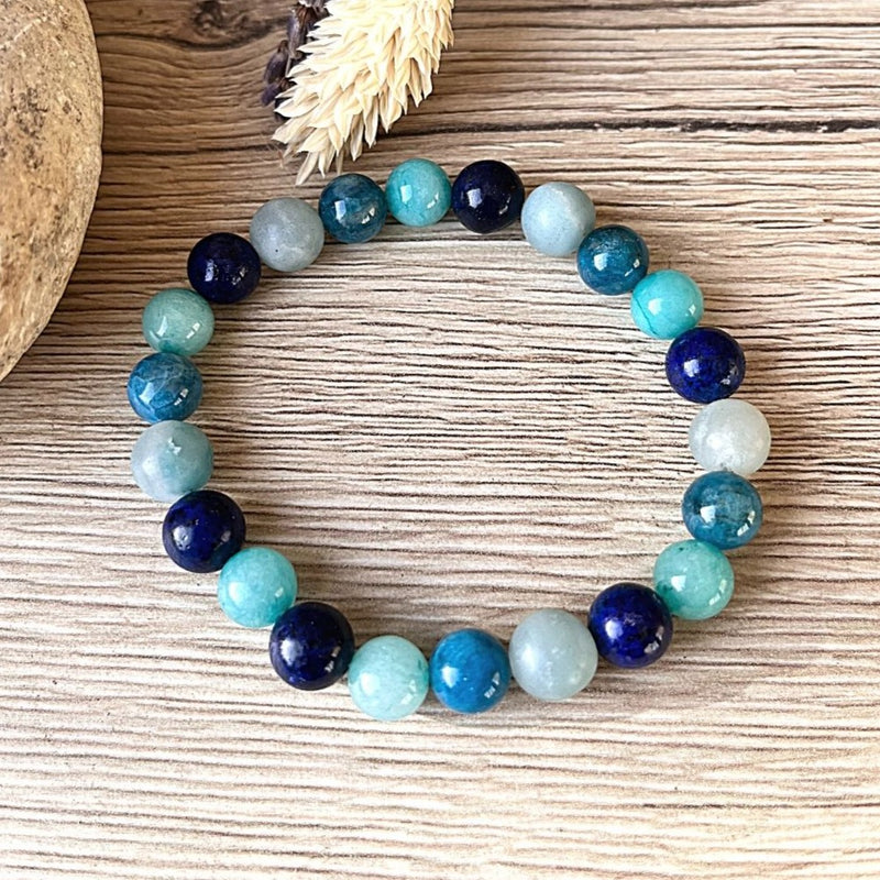 Bracelet "Océan" en Amazonite, Lapis Lazuli, Aigue-Marine & Apatite -  - L'Arbre des Chakras