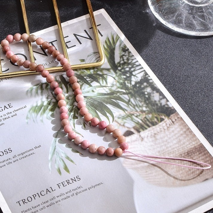 Bracelet de Téléphone en Pierres Naturelles - Rhodochrosite - L'Arbre des Chakras