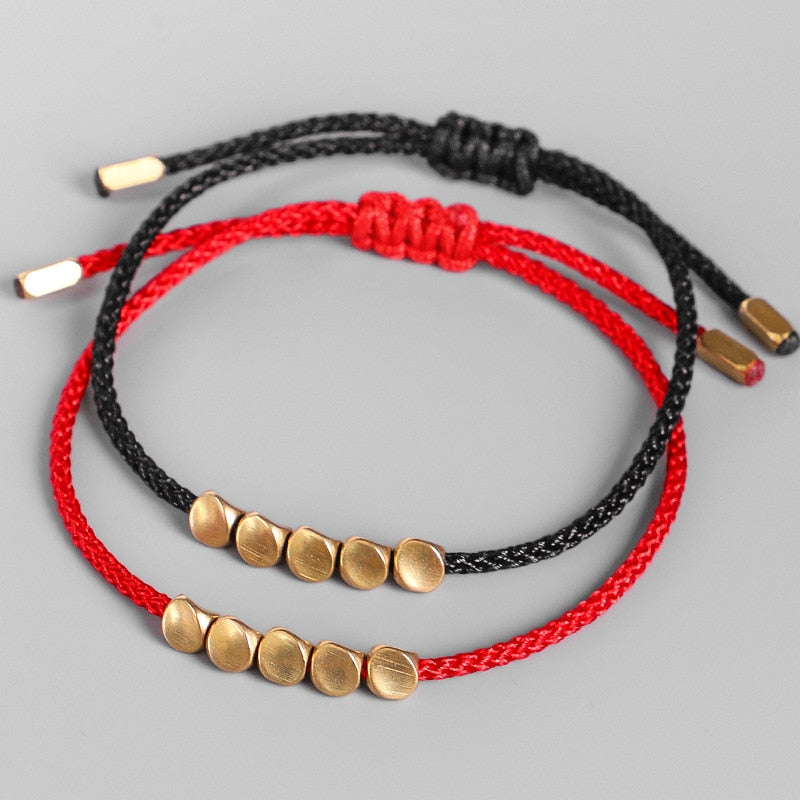Bracelets Bouddhistes "Porte-Bonheur" Rouge & Noir avec Perles en Cuivre - Default Title - L'Arbre des Chakras