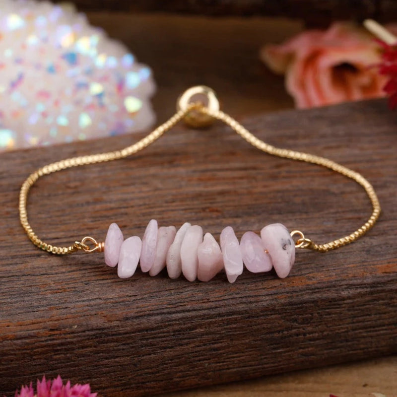 Bracelet Fin en Pierres Irrégulières Naturelles - Kunzite - L&#39;Arbre des Chakras