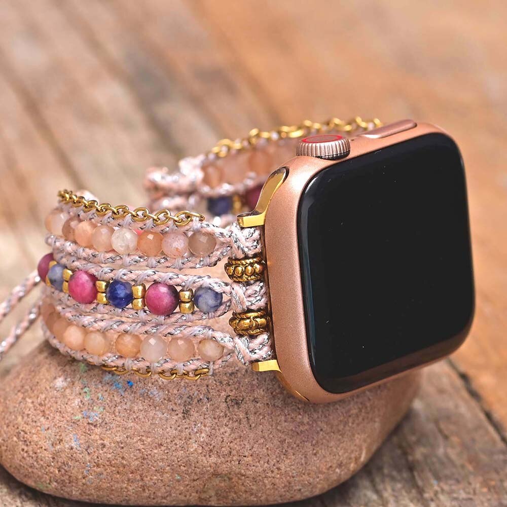 Bracelet Wrap Apple Watch en Pierre de Soleil - 38-41mm - L'Arbre des Chakras
