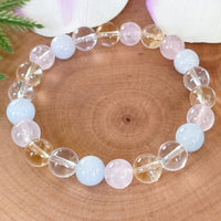 Bracelet "Existence" en Aigue-Marine, Quartz Rose, Citrine & Quartz -  - L'Arbre des Chakras