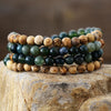 Bracelet Mala "Gaia" en Agate Mousse & Jaspe Paysage -  - L'Arbre des Chakras