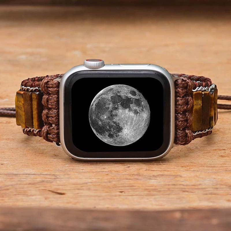 Bracelet Wrap Apple Watch en Oeil de Tigre -  - L'Arbre des Chakras